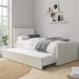 GRADE A1 - Single Guest Bed with Trundle in Cream Fabric - Layla