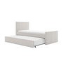 GRADE A1 - Single Guest Bed with Trundle in Cream Fabric - Layla
