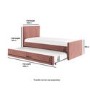 Single Guest Bed with Trundle Bed in Pink Velvet - Layla