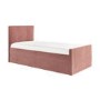 Single Guest Bed with Trundle and 2 Mattresses in Pink Velvet - Layla