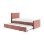 Single Guest Bed with Trundle and 2 Mattresses in Pink Velvet - Layla