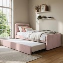 LAY003B Pink Velvet Single Guest Bed with Trundle - Layla