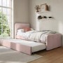 Single Guest Bed with Trundle in Pink Velvet - Layla