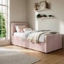 Pink Velvet Single Guest Bed with Trundle - Layla