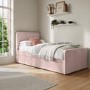Single Guest Bed with Trundle in Pink Velvet - Layla