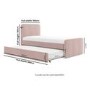 Single Guest Bed with Trundle in Pink Velvet - Layla