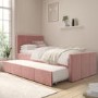 Single Guest Bed with Trundle Bed in Pink Velvet - Layla