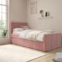 Single Guest Bed with Trundle Bed in Pink Velvet - Layla