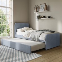Single Guest Bed with Trundle in Airforce Blue Velvet - Layla