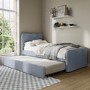 Single Guest Bed with Trundle in Airforce Blue Velvet - Layla