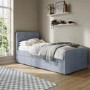 Single Guest Bed with Trundle in Airforce Blue Velvet - Layla