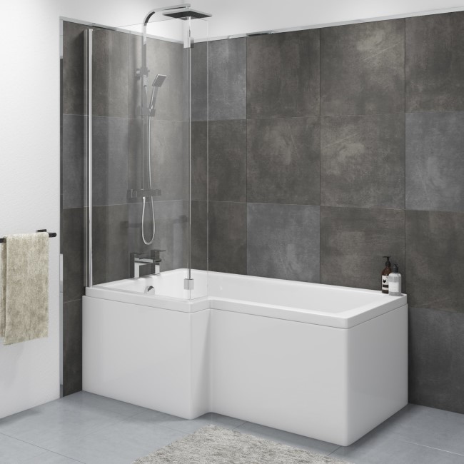 Lomax Left Hand L Shaped Shower Bath - 1700 x 850 x 700mm