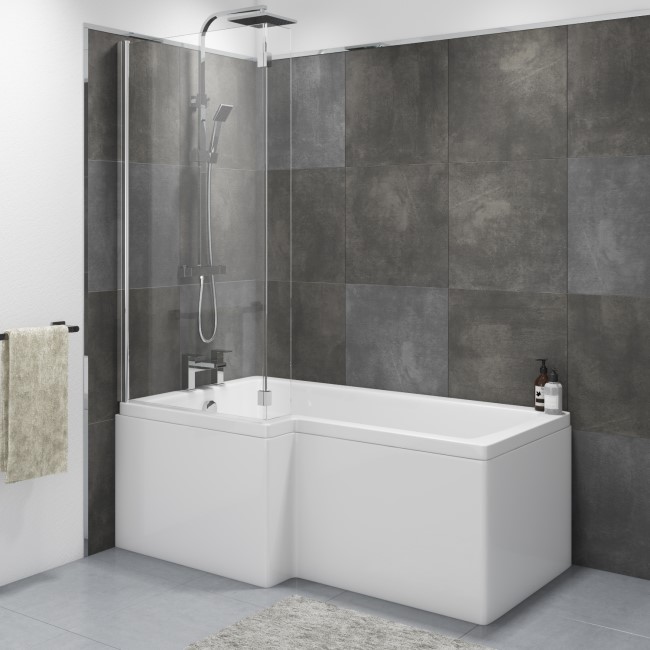 Lomax Left Hand L Shaped Shower Bath - 1500 x 850 x 700mm