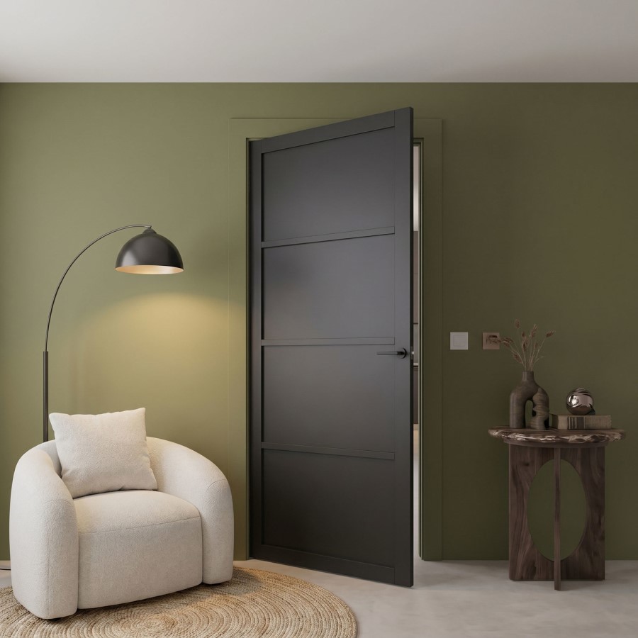 Internal Black Laminate Crittal Door - Pre-Finished - 1981 x 686 x 35mm - Brent - XL Joinery