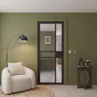 Internal Black Laminate Glazed Crittal Door with Clear Glass - Pre-Finished - 1981 x 686 x 35mm - Milton - XL Joinery