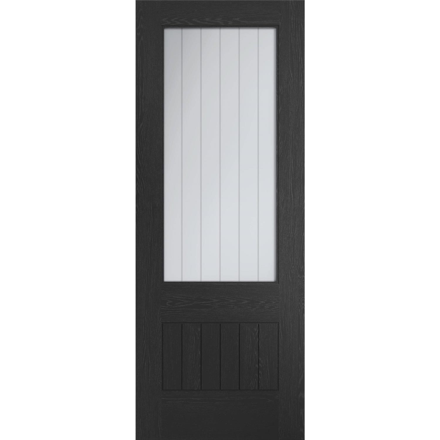 Xl Joinery Black Internal Half-Glazed Cottage Door With Clear Etched Glass - 1981 X 610 X 35Mm - Suffolk