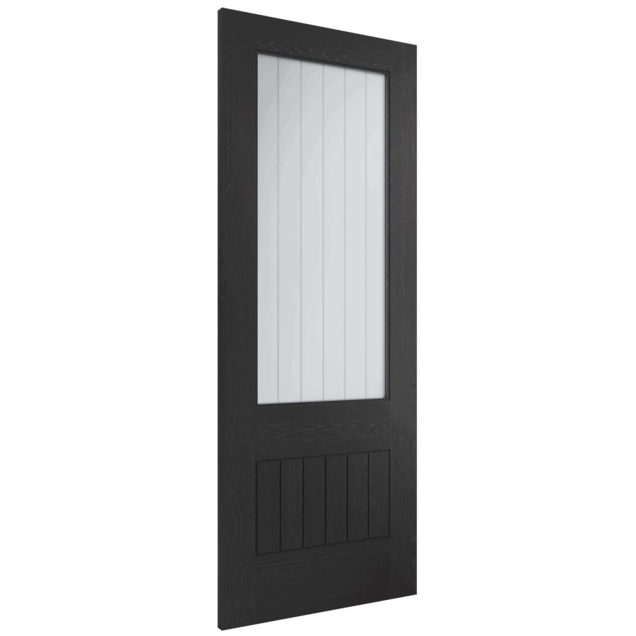 Internal Black Half-Glazed Cottage Door with Clear Etched Glass - 1981 x 610 x 35mm - Suffolk - XL Joinery