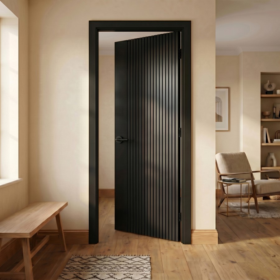 Internal Black Laminate Door - Pre-Finished - 1981 x 762 x 35mm - Stria - XL Joinery