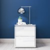 GRADE A1 - Lucia White High Gloss Bedside Table with LED Light 