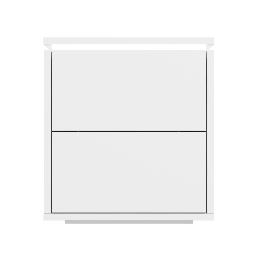 Lucia White High Gloss Bedside Table with LED Light 