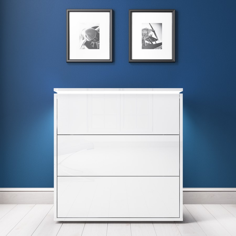 Lucia White High Gloss Chest of Drawers with LED Feature