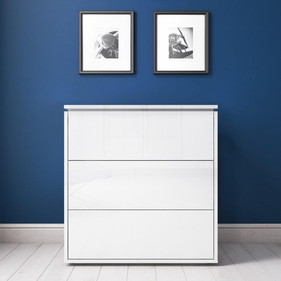 Lucia White High Gloss Chest of Drawers with LED Feature