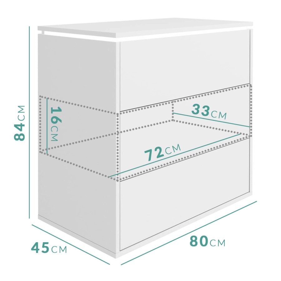 Lucia White High Gloss Chest of Drawers with LED Feature
