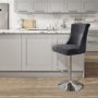 Grey Velvet Adjustable Bar Stool - Lucille