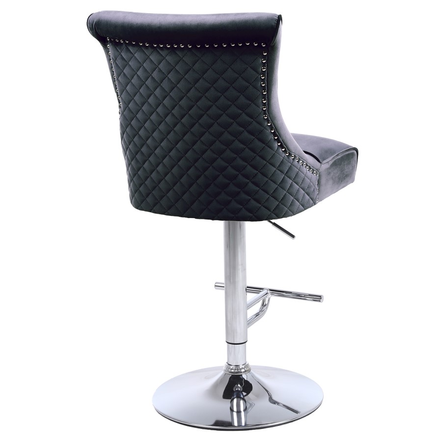 Grey Velvet Adjustable Bar Stool - Lucille
