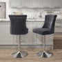 Grey Velvet Adjustable Bar Stool - Lucille