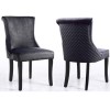 GRADE A2 - Pair of Charcoal Grey Velvet Dining Chairs with Black Legs and Quilted Back - Lucille