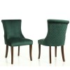 GRADE A1 - Pair of Green Velvet Dining Chairs with Quilted Back - Lucille