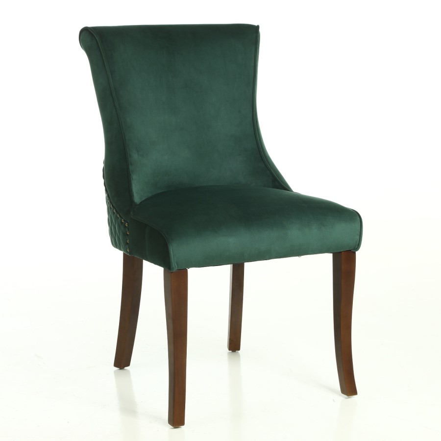 Set of 2 Green Velvet Dining Chairs - Lucille