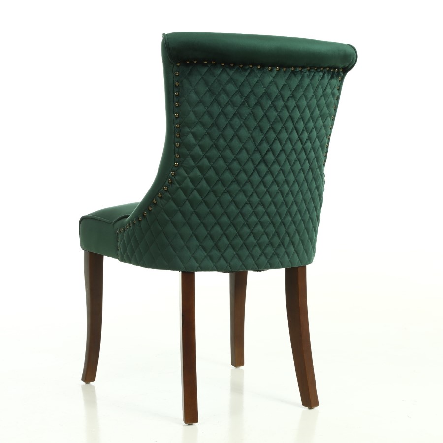 Set of 2 Green Velvet Dining Chairs - Lucille