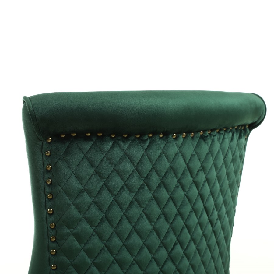 Set of 2 Green Velvet Dining Chairs - Lucille