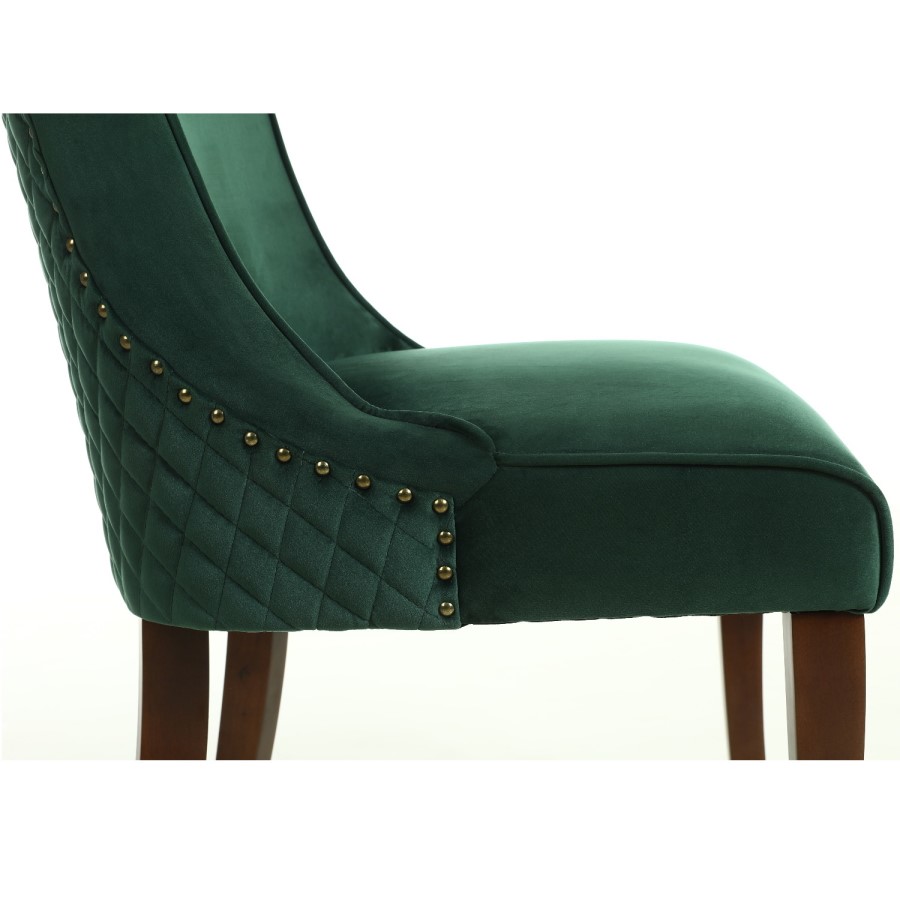 Set of 2 Green Velvet Dining Chairs - Lucille