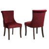 Set of 2 Red Velvet Dining Chairs with Walnut Legs and Quilted Back - Lucille