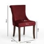 Set of 2 Red Velvet Dining Chairs with Walnut Legs and Quilted Back - Lucille