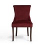 Set of 2 Red Velvet Dining Chairs with Walnut Legs and Quilted Back - Lucille