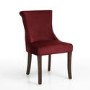 Set of 2 Red Velvet Dining Chairs with Walnut Legs and Quilted Back - Lucille