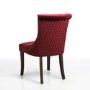 Set of 2 Red Velvet Dining Chairs with Walnut Legs and Quilted Back - Lucille