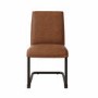 Set of 2 Brown Faux Leather Cantilever Dining Chairs - Lucas