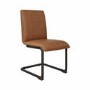 Set of 2 Brown Faux Leather Cantilever Dining Chairs - Lucas