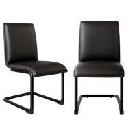 GRADE A2 - Set of 2 Black Faux Leather Cantilever Dining Chairs - Lucas GRADE A2 - Set of 2 Black Faux Leather Cantilever Dining Chairs - Lucas