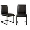 Set of 2 Black Faux Leather Cantilever Dining Chairs - Lucas