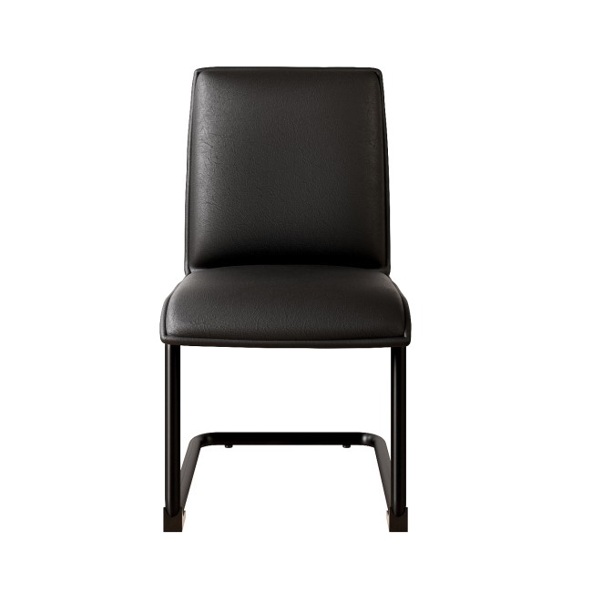 Set of 2 Black Faux Leather Cantilever Dining Chairs - Lucas