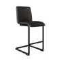 Black Faux Leather Cantilever Kitchen Stool with Back - 66cm - Lucas
