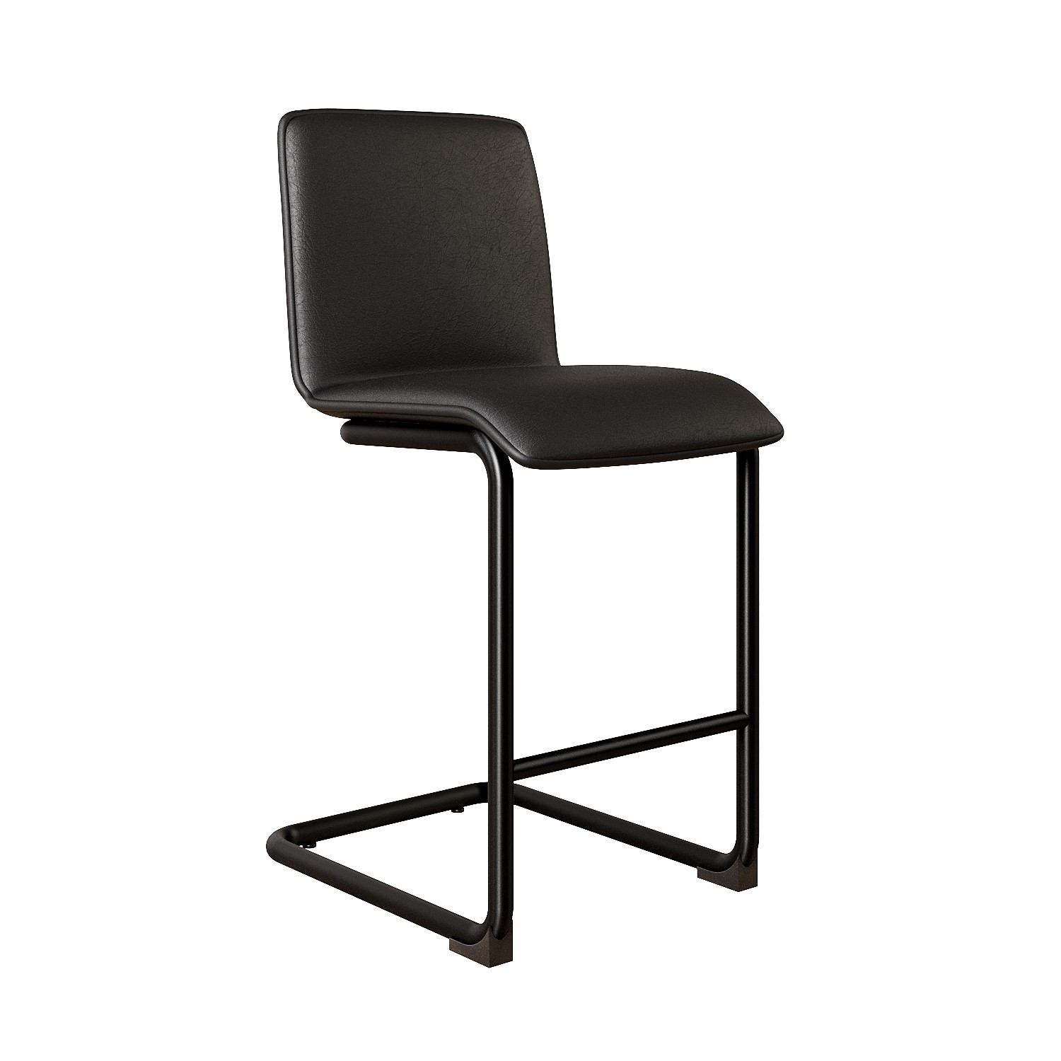 Photo of Black faux leather cantilever kitchen stool with back - 66cm - lucas