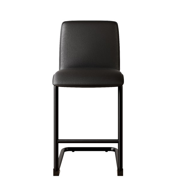 ONLY OPENED - Black Faux Leather Cantilever Kitchen Stool with Back - 66cm - Lucas