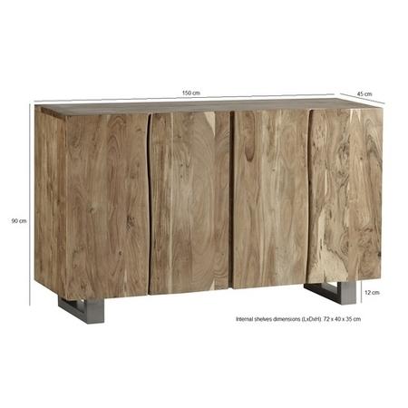 Indian Hub Live Edge Large 4 Door Sideboard